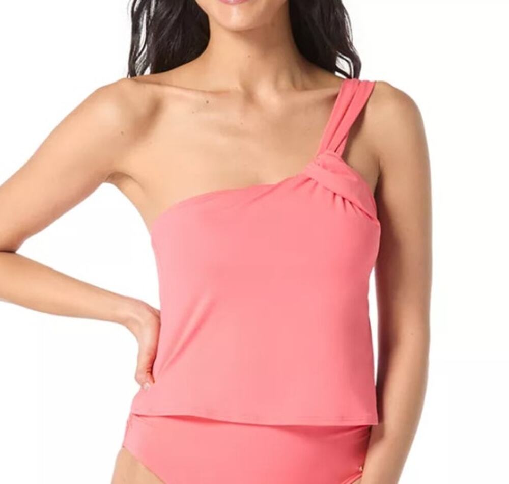Vince Camuto Women's One Shoulder Tankini Top in Pop Coral